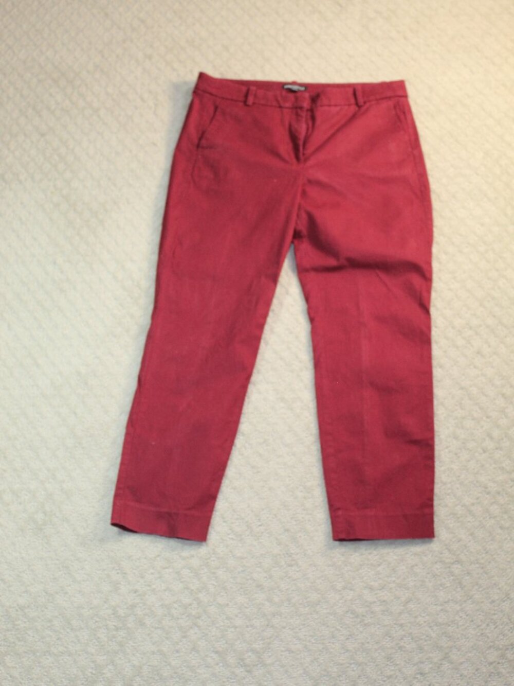 J.Crew Sz 10 Cranberry Red Twill Slim Ankle Tapered Pants Stretch Office